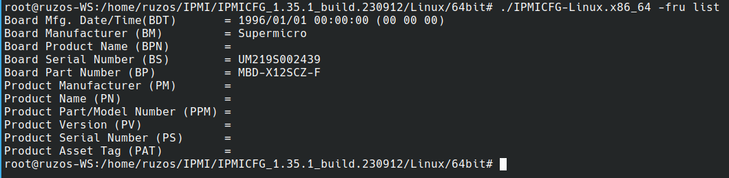 how to check FRU via IPMICFG