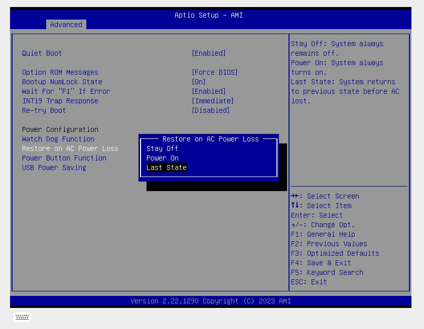 Automatic power-on after a power outage on the Supermicro X13SCH-LN4F motherboard